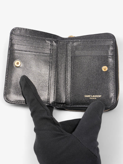 Saint Laurent Compact Zip Wallet Black Grained Leather