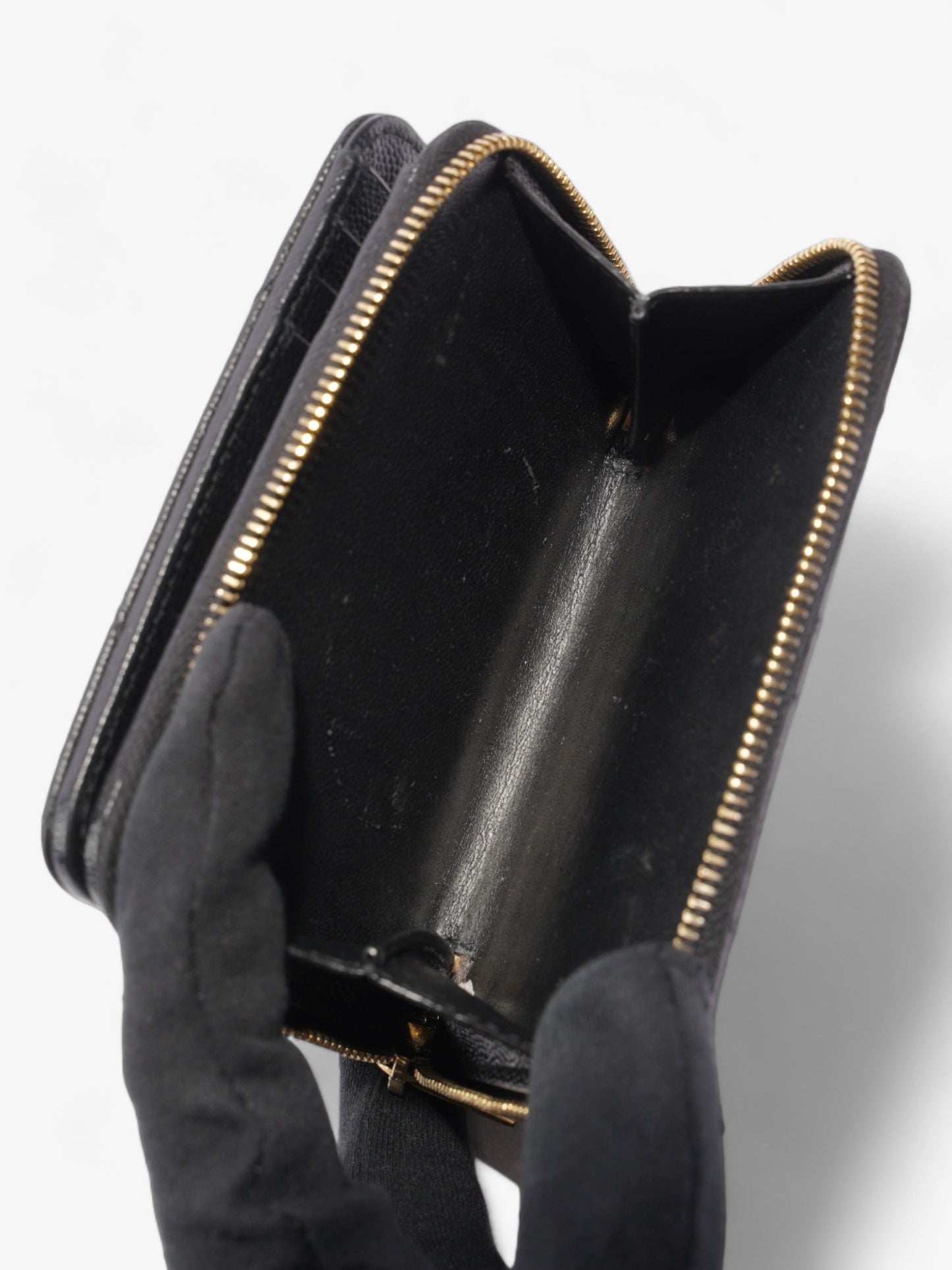 Saint Laurent Compact Zip Wallet Black Grained Leather