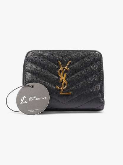 Saint Laurent Compact Zip Wallet Black Grained Leather