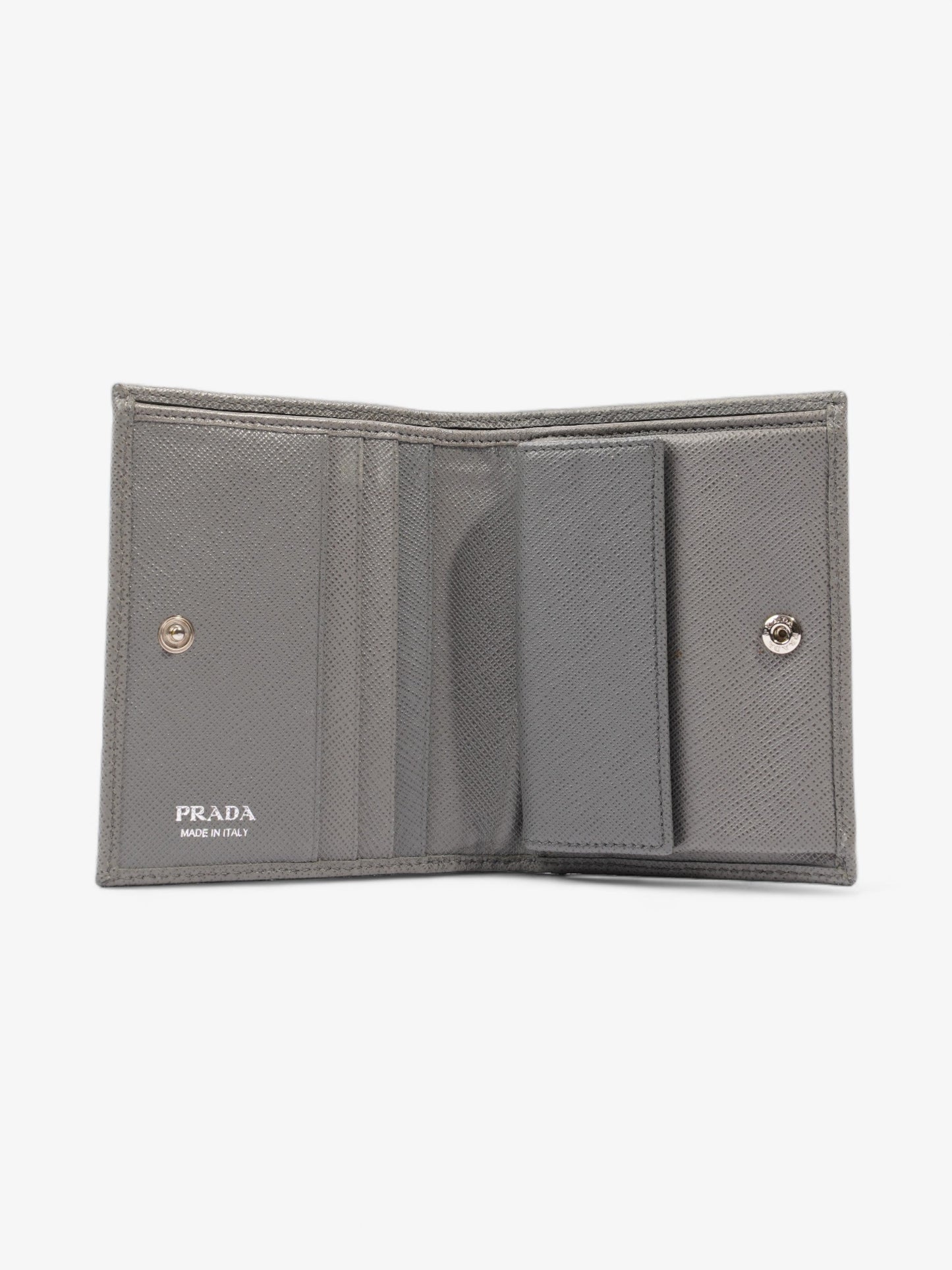 Prada Wallet Grey Saffiano Leather