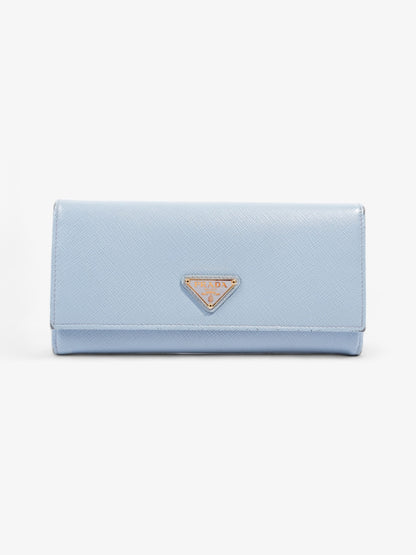 Prada Long Flap Wallet Light Blue Saffiano Leather