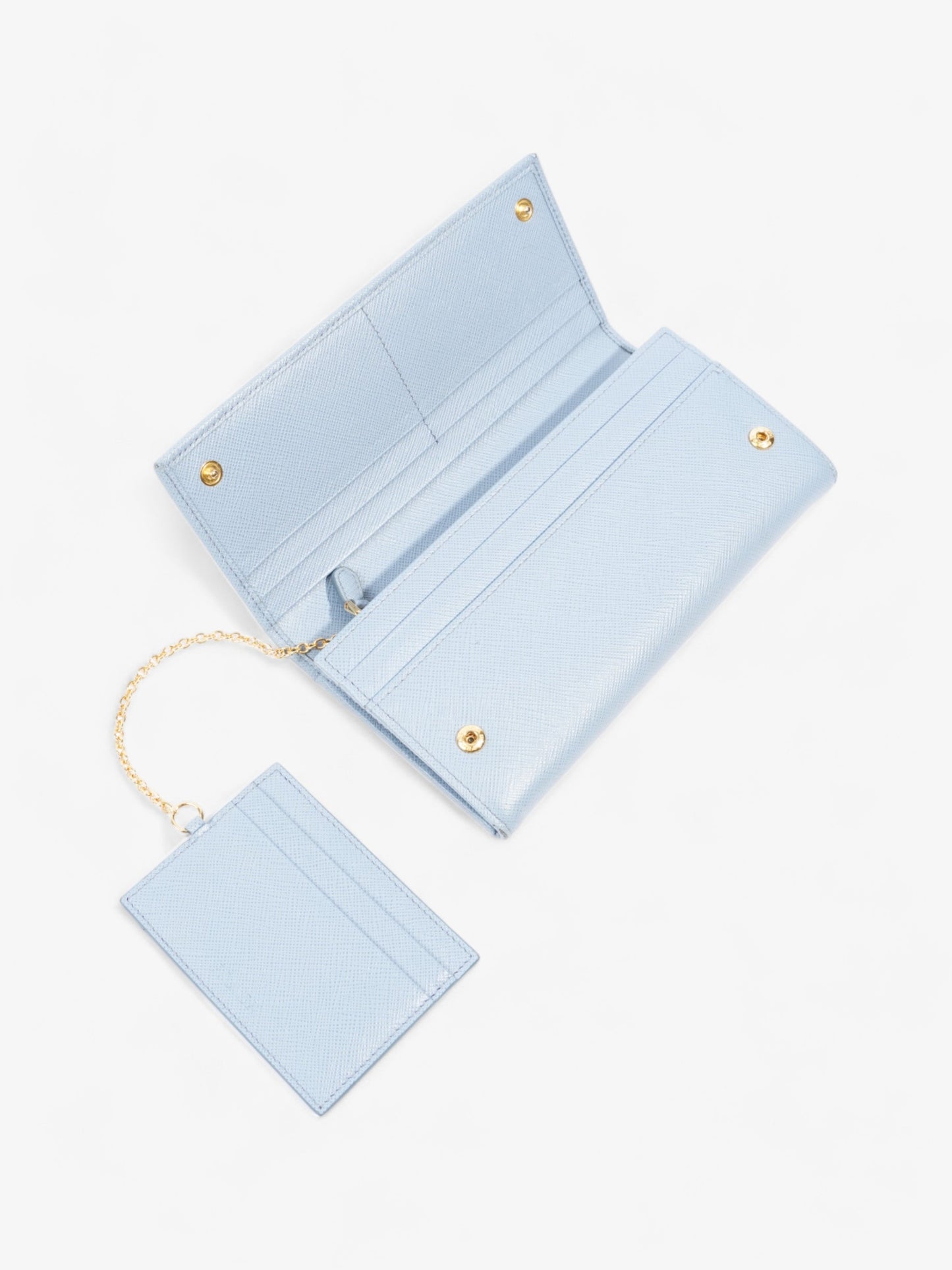 Prada Long Flap Wallet Light Blue Saffiano Leather
