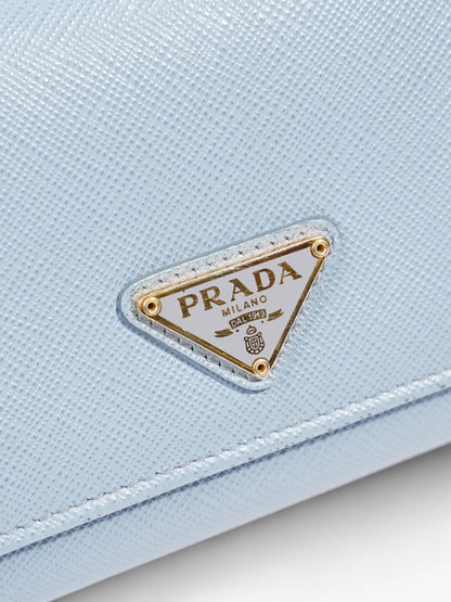 Prada Long Flap Wallet Light Blue Saffiano Leather