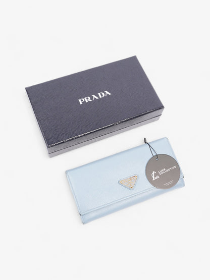 Prada Long Flap Wallet Light Blue Saffiano Leather