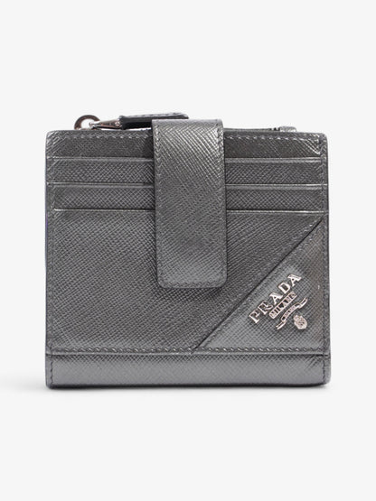 Prada Compact Wallet Grey Saffiano Leather