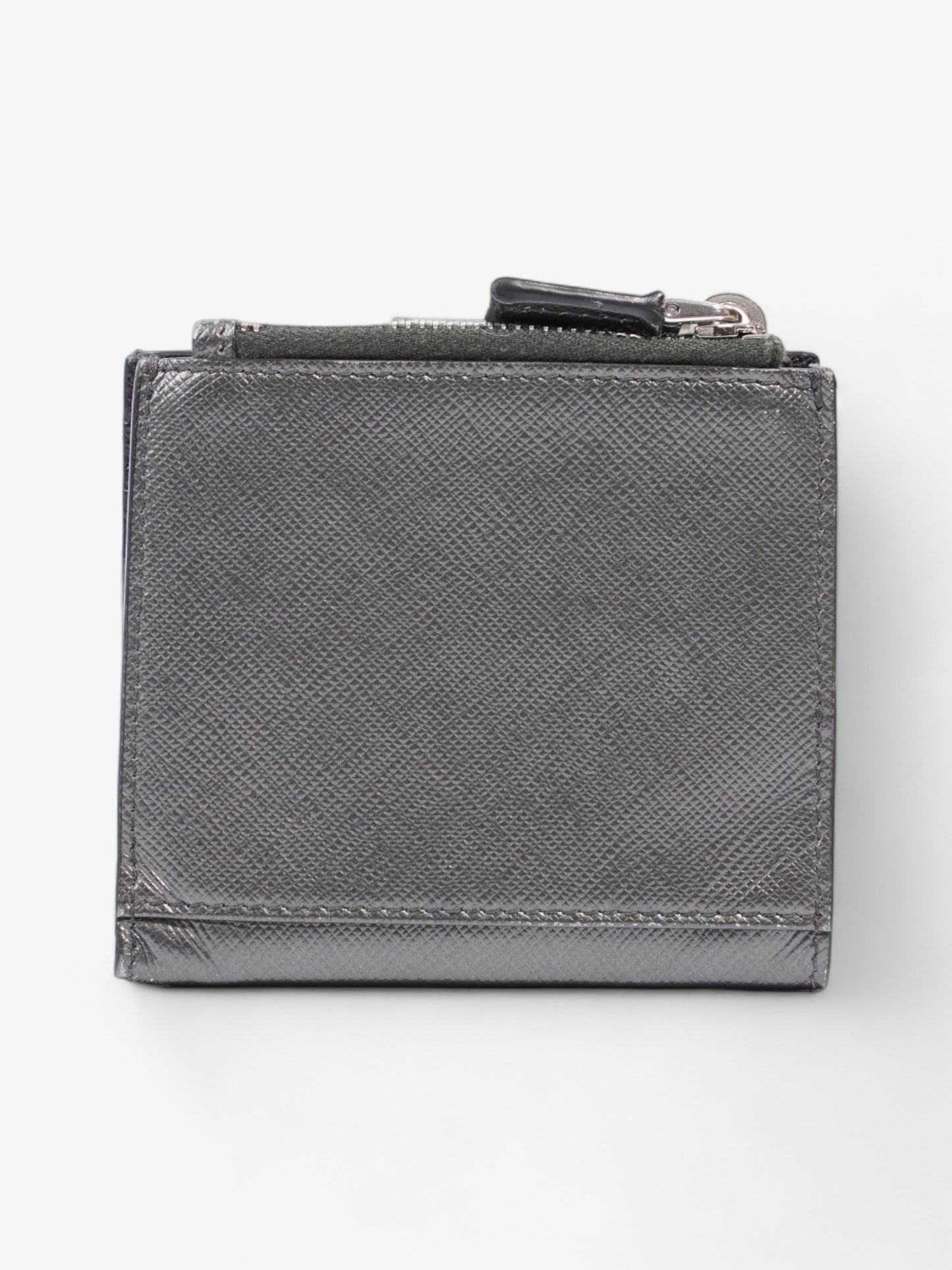 Prada Compact Wallet Grey Saffiano Leather