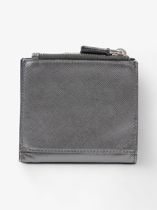 Prada Compact Wallet Grey Saffiano Leather
