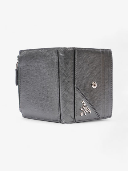 Prada Compact Wallet Grey Saffiano Leather