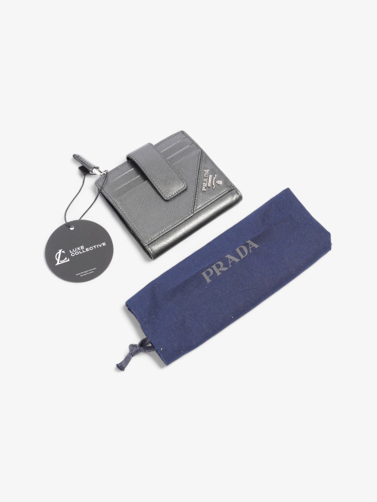 Prada Compact Wallet Grey Saffiano Leather