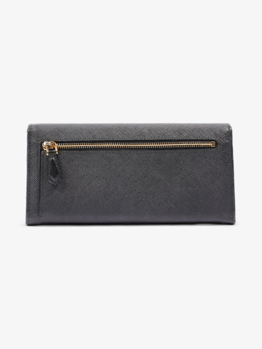 Prada Continental Logo Wallet Black Saffiano Leather