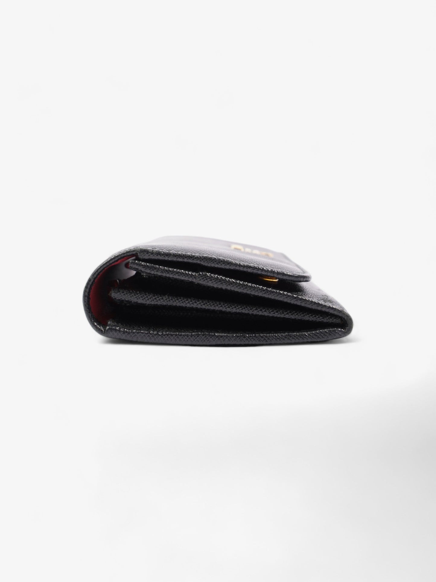 Prada Continental Logo Wallet Black Saffiano Leather