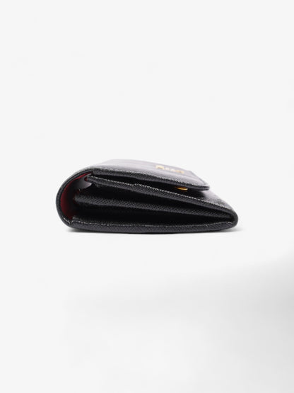 Prada Continental Logo Wallet Black Saffiano Leather