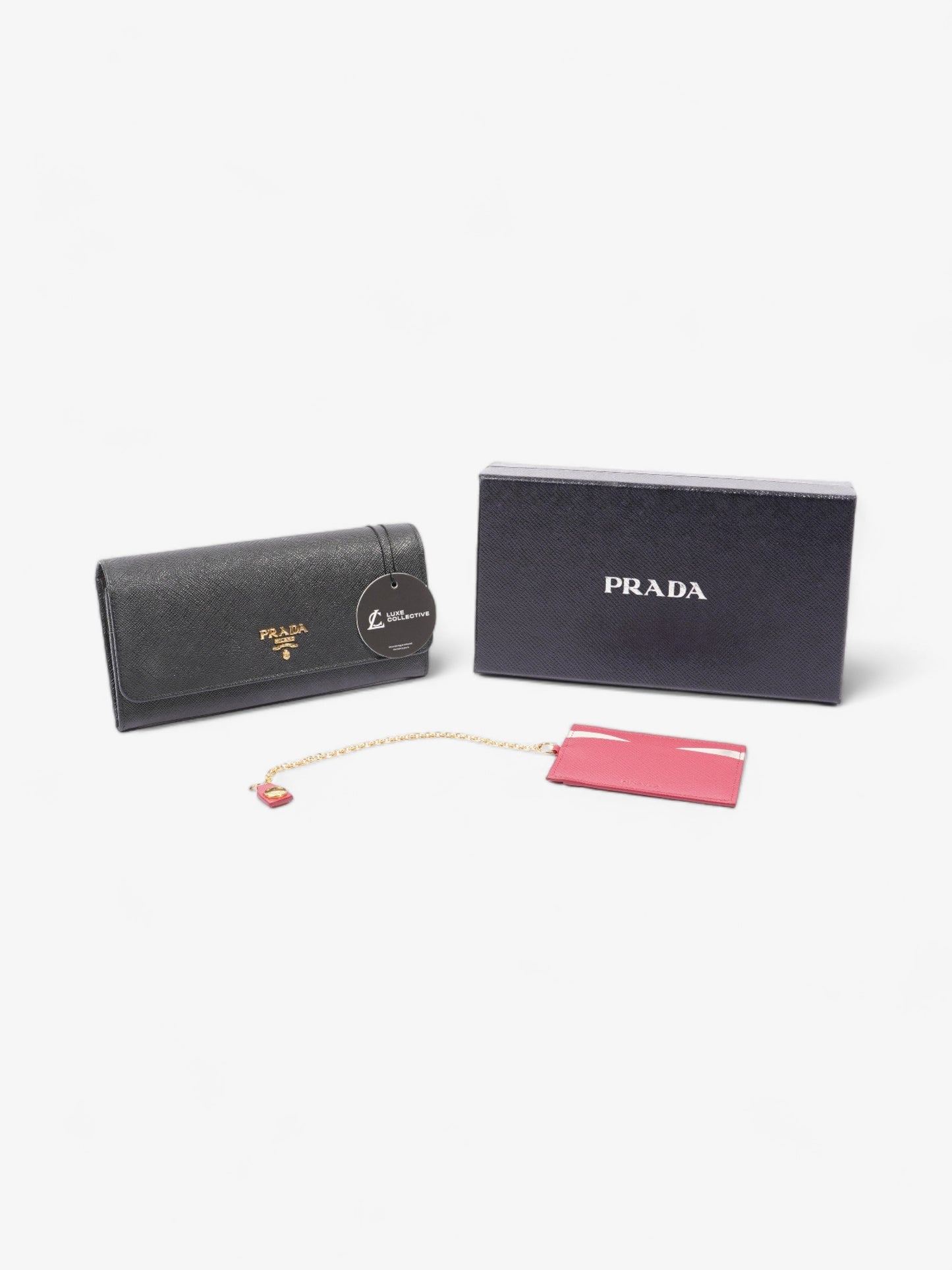 Prada Continental Logo Wallet Black Saffiano Leather