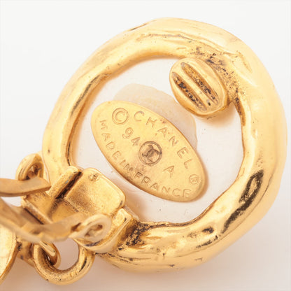 Chanel Coco Logo Pearl Gold Clip On Earrings Costume Jewellery