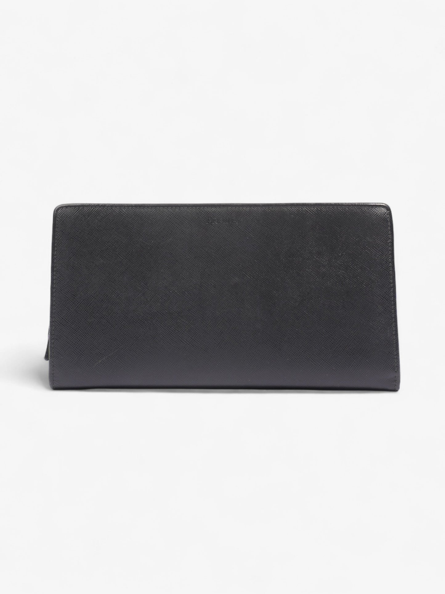 Prada Long Zip Around Wallet Black Saffiano Leather