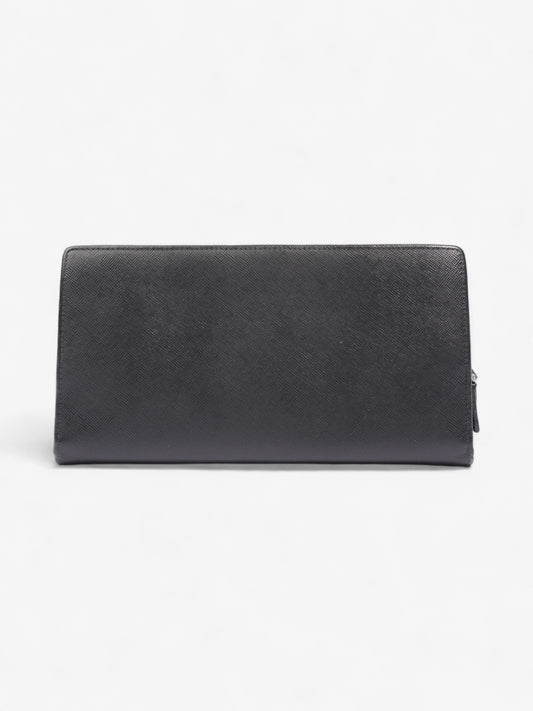 Prada Long Zip Around Wallet Black Saffiano Leather