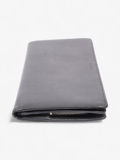 Prada Long Zip Around Wallet Black Saffiano Leather