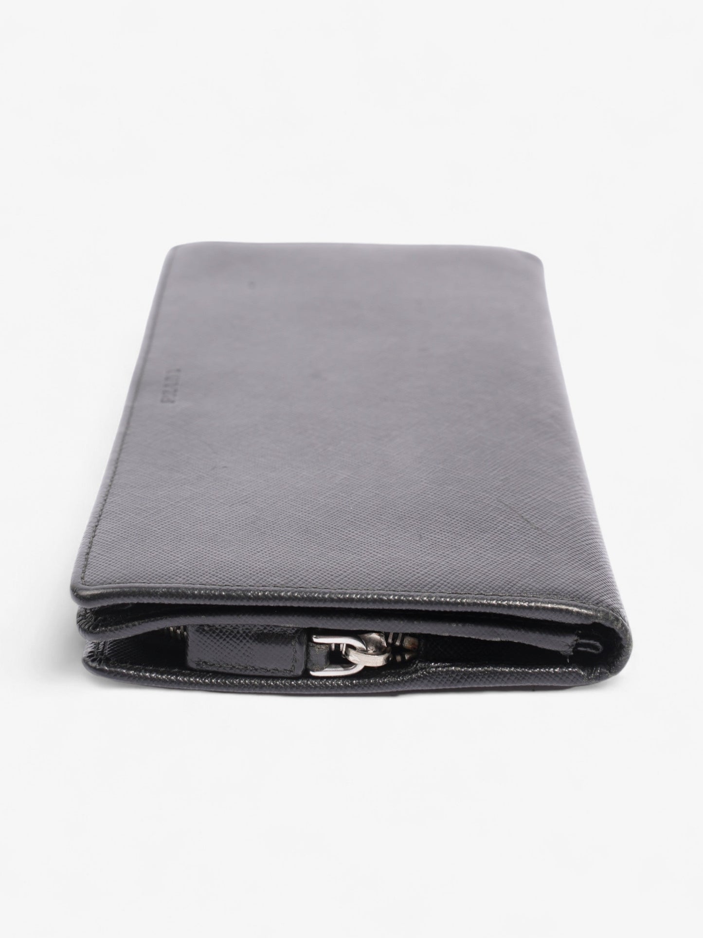 Prada Long Zip Around Wallet Black Saffiano Leather