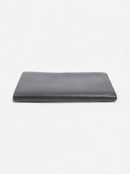 Prada Long Zip Around Wallet Black Saffiano Leather