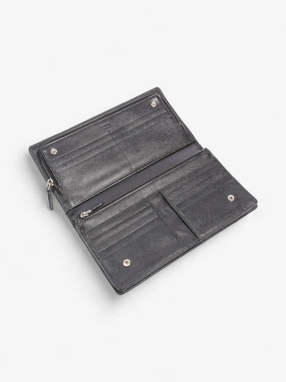 Prada Long Zip Around Wallet Black Saffiano Leather