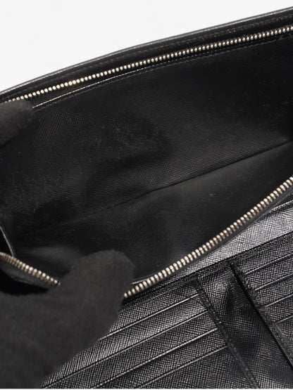 Prada Long Zip Around Wallet Black Saffiano Leather