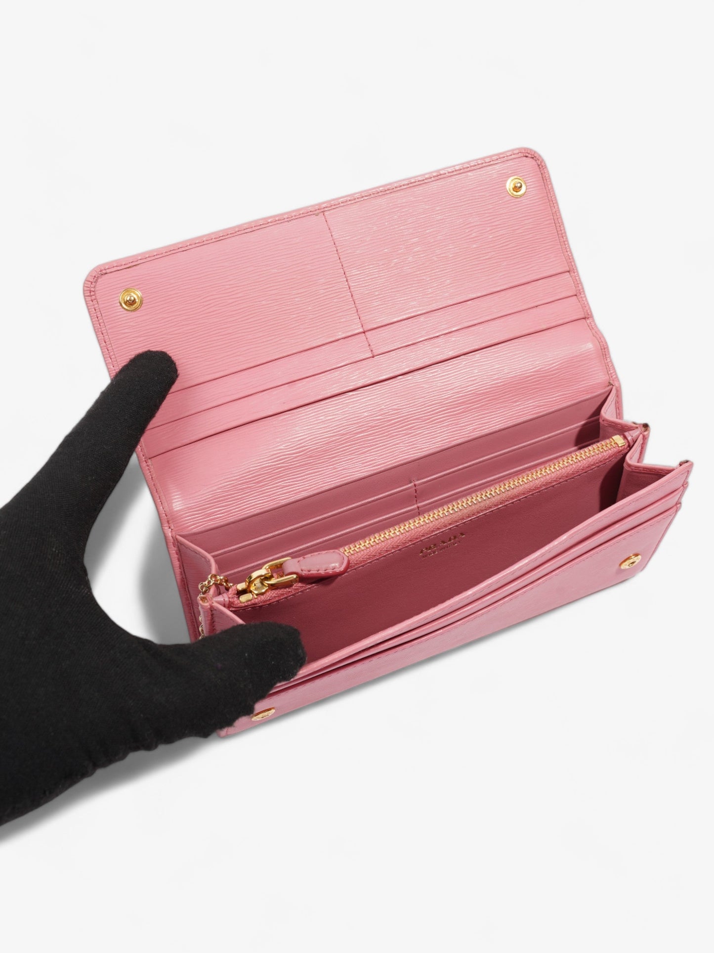 Prada Long Wallet Pink Leather