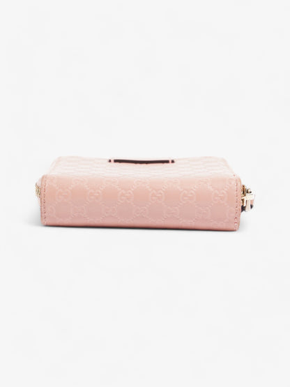 Gucci Gucci Micro Guccissima 449395 Leather Compact Wallet Pink   ? Engraving Pink Embossed Leather