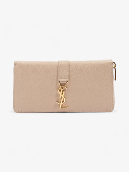 Saint Laurent Zip Round Wallet Beige Leather