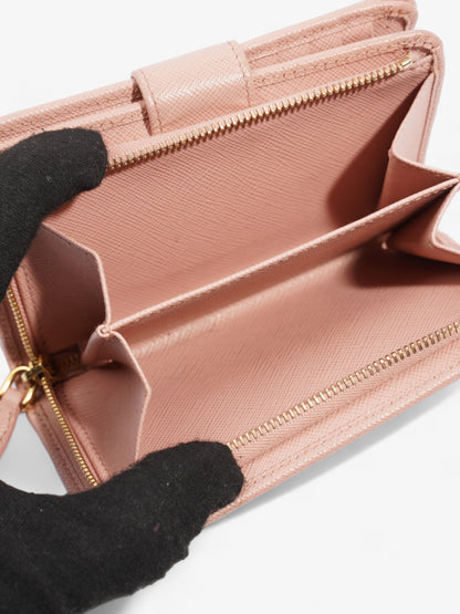 Prada Compact Wallet Pink Saffiano Leather