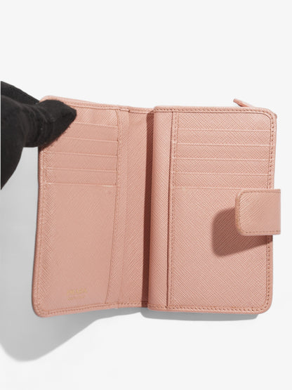 Prada Compact Wallet Pink Saffiano Leather