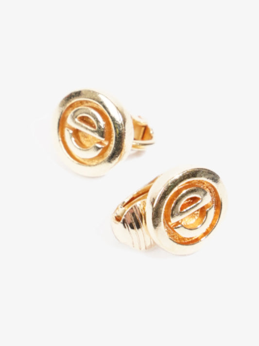 Christian Dior CD Clip On Earrings Gold Base Metal