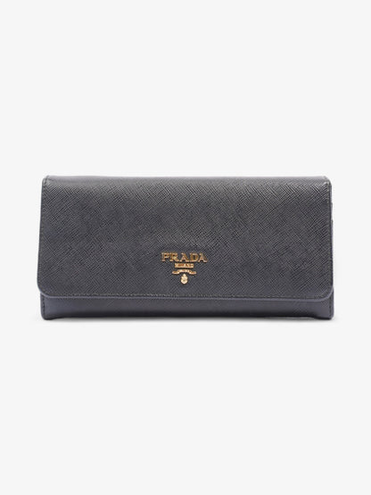 Prada Continental Wallet Black Saffiano Leather