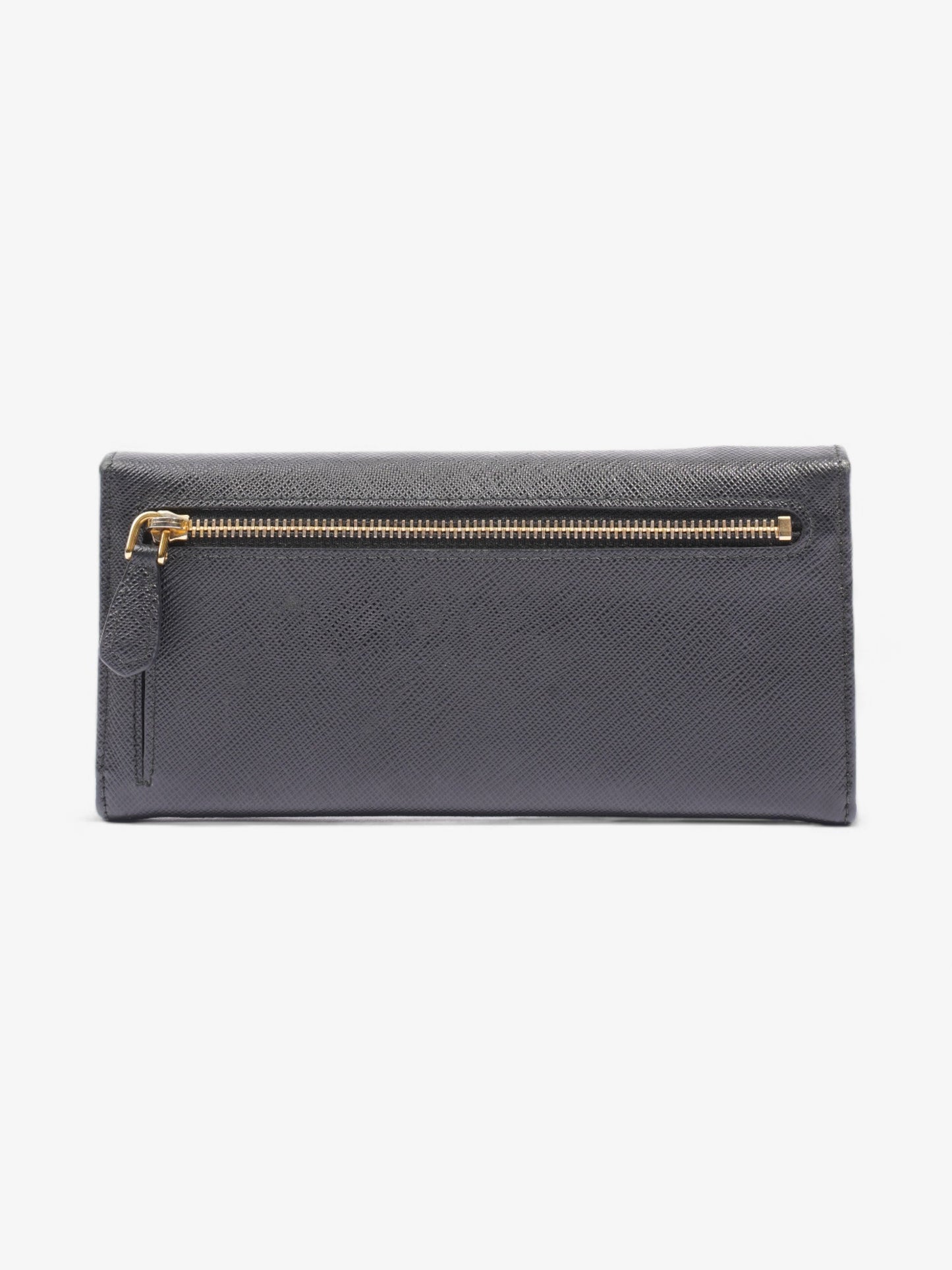 Prada Continental Wallet Black Saffiano Leather