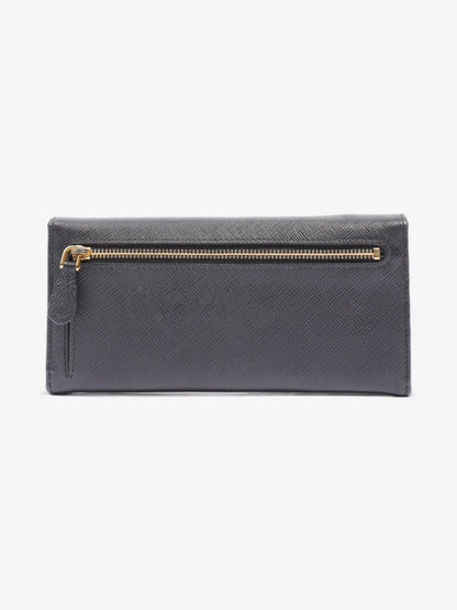 Prada Continental Wallet Black Saffiano Leather