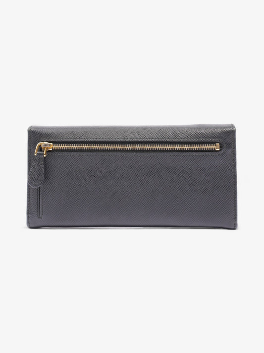 Prada Continental Wallet Black Saffiano Leather
