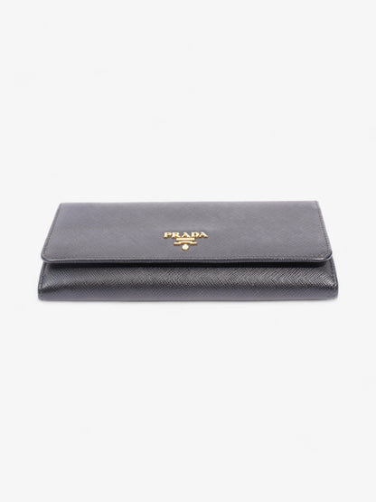 Prada Continental Wallet Black Saffiano Leather
