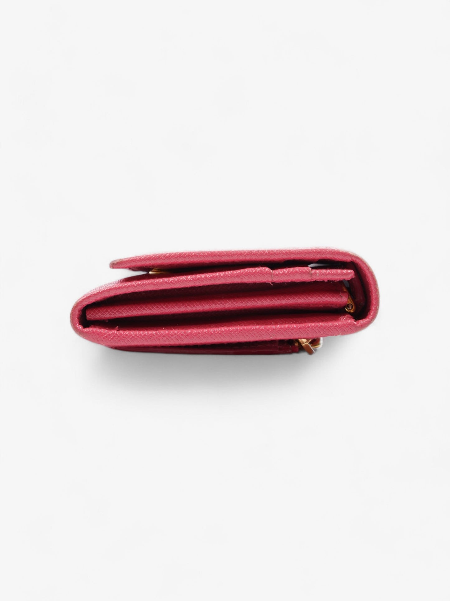 Prada Triangular Logo Flap Wallet Pink Saffiano Leather
