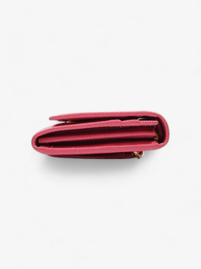 Prada Triangular Logo Flap Wallet Pink Saffiano Leather