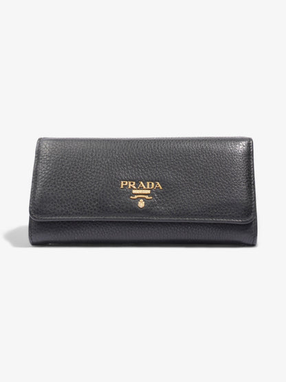 Prada Long Wallet Black Saffiano Leather
