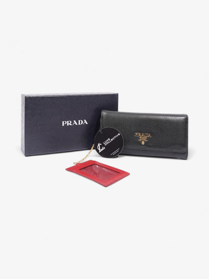 Prada Long Wallet Black Saffiano Leather