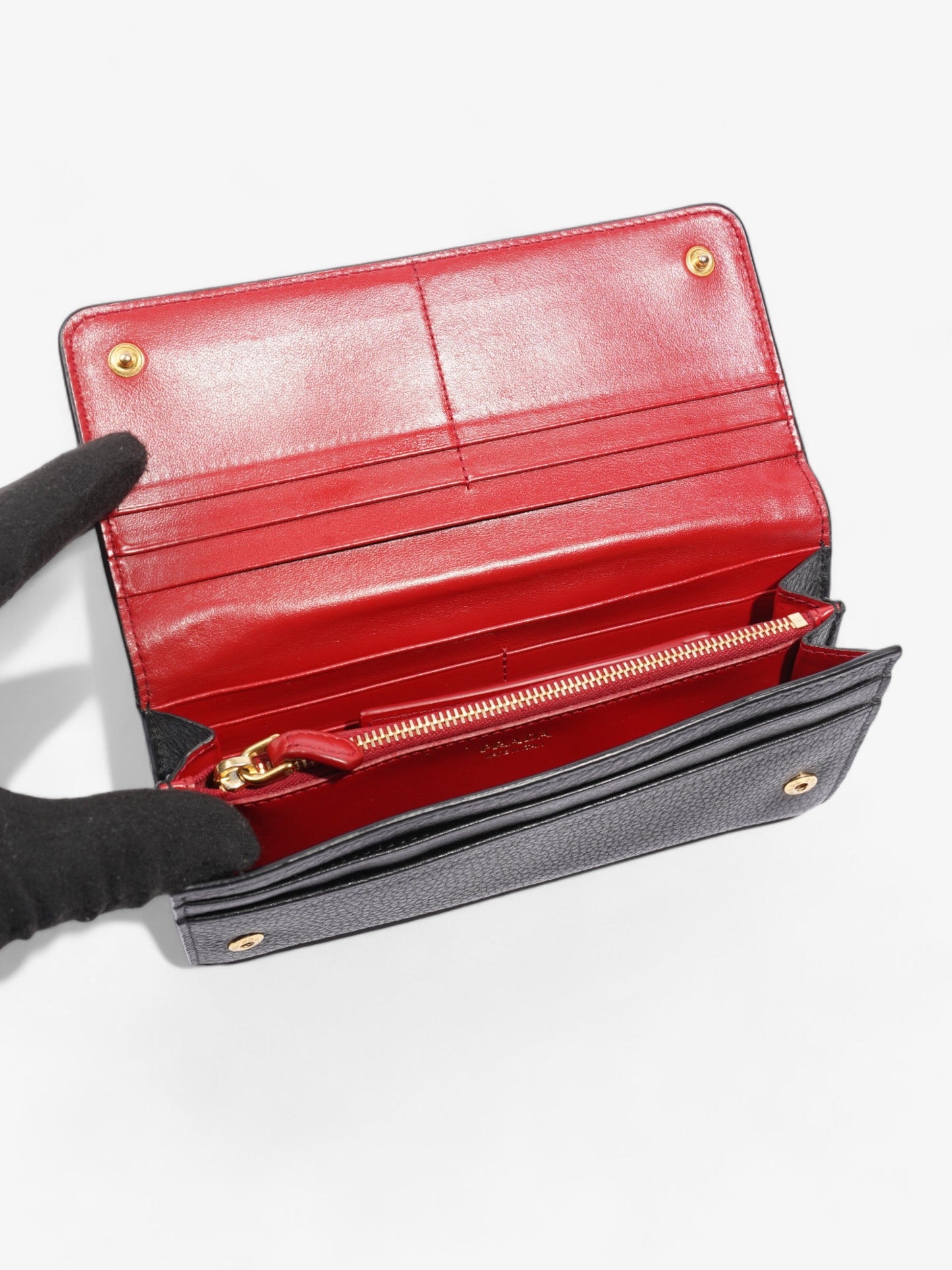 Prada Long Wallet Black Saffiano Leather