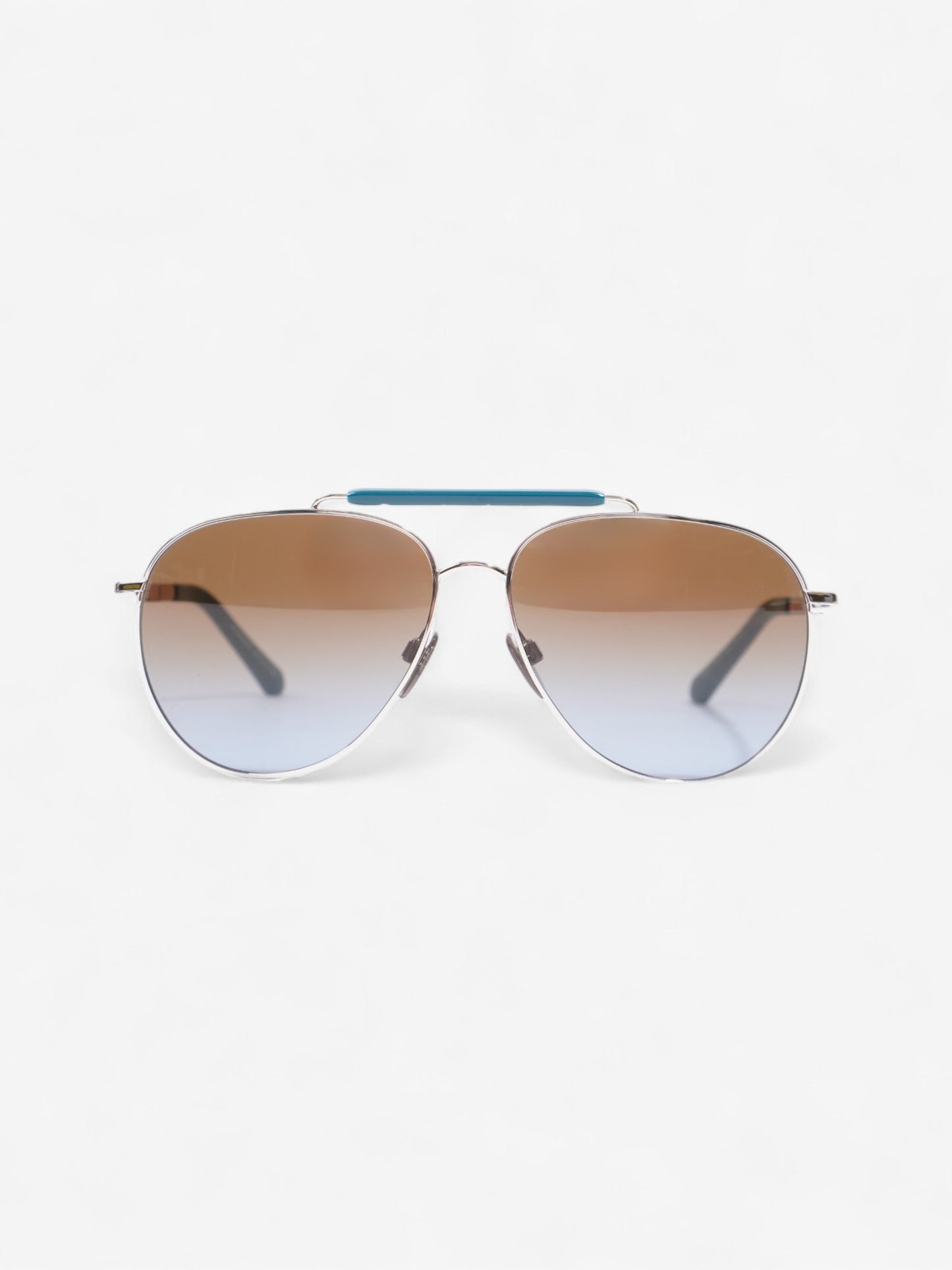 Burberry Aviator Tinted Sunglasses Turquoise  / Vintage Check Acetate 145mm