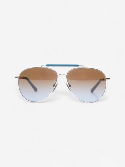 Burberry Aviator Tinted Sunglasses Turquoise  / Vintage Check Acetate 145mm