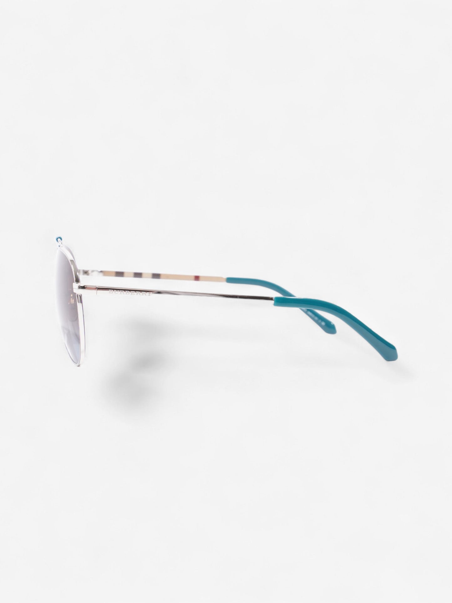 Burberry Aviator Tinted Sunglasses Turquoise  / Vintage Check Acetate 145mm