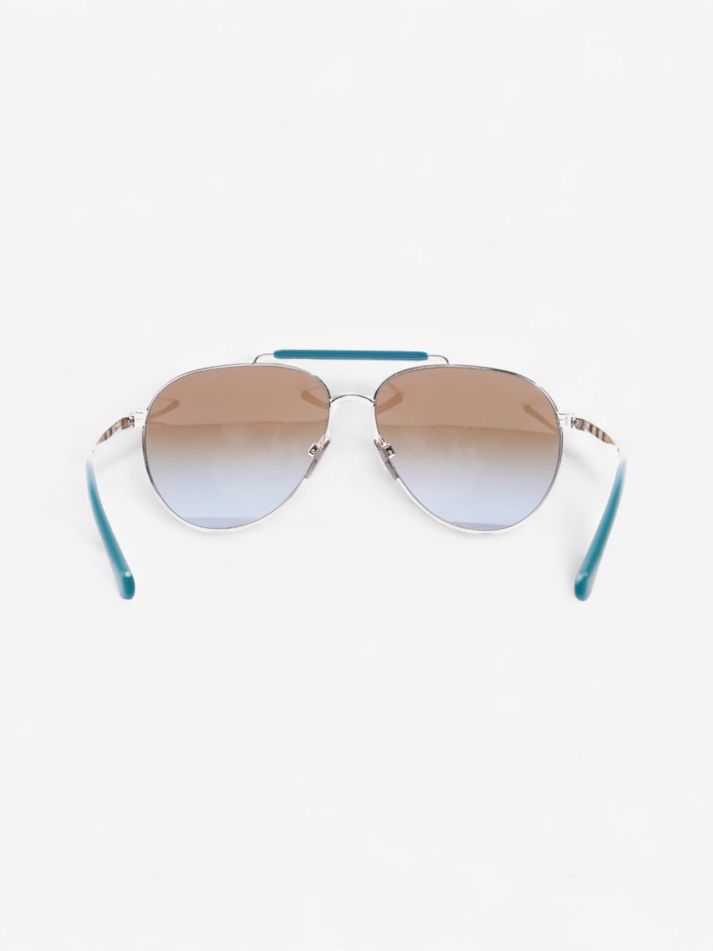 Burberry Aviator Tinted Sunglasses Turquoise  / Vintage Check Acetate 145mm