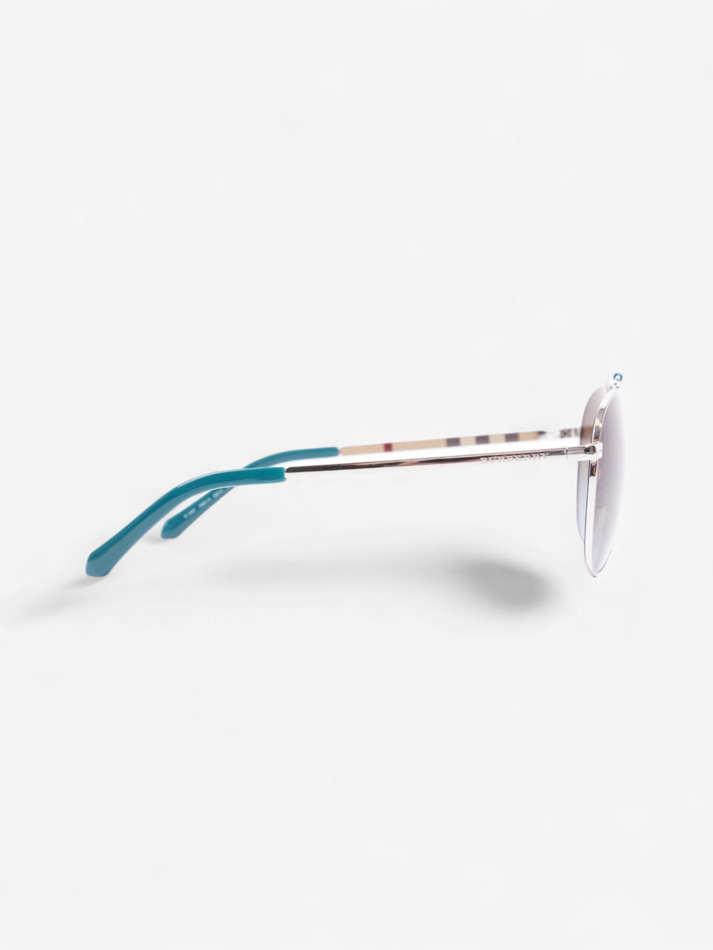 Burberry Aviator Tinted Sunglasses Turquoise  / Vintage Check Acetate 145mm