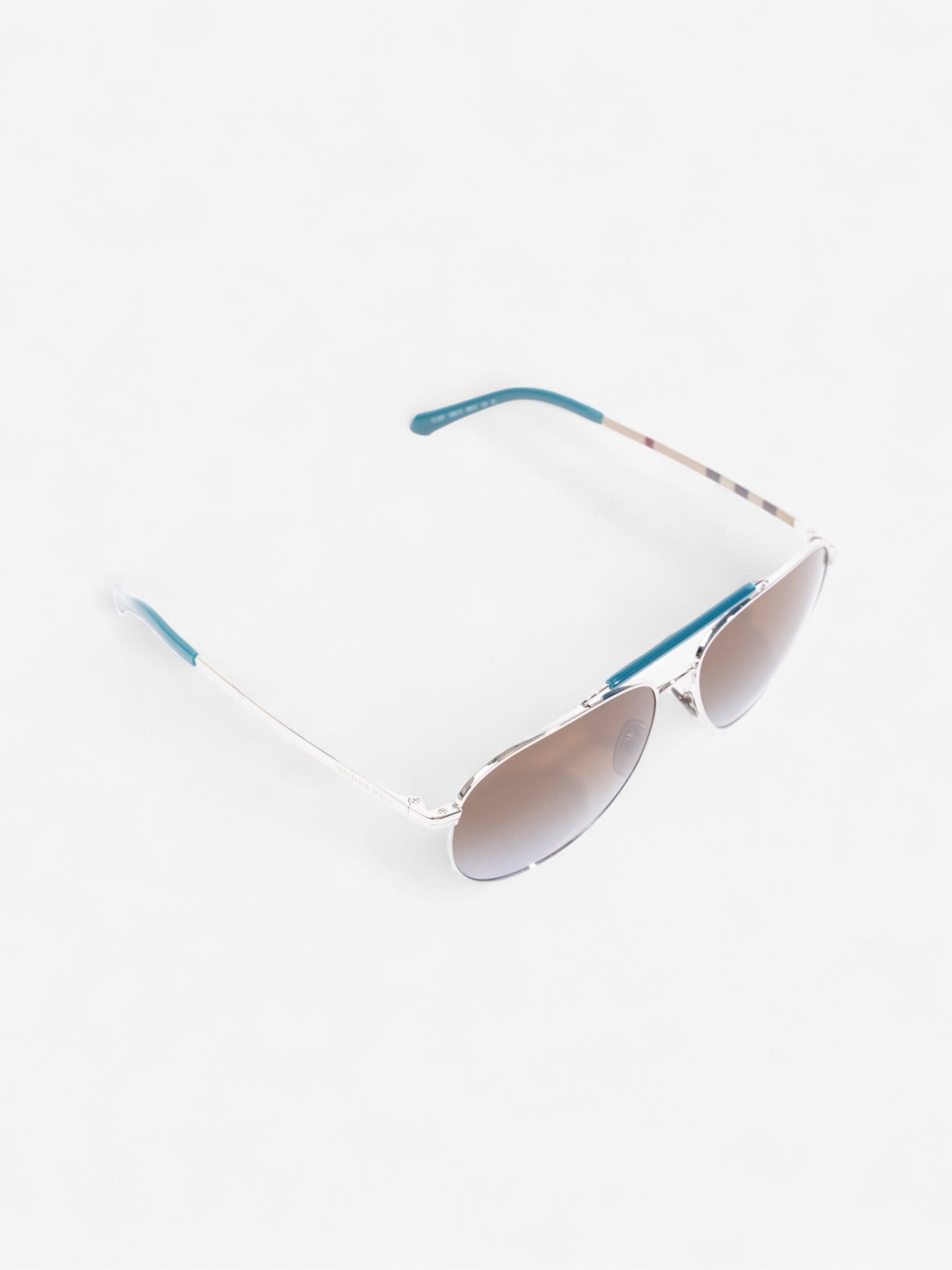 Burberry Aviator Tinted Sunglasses Turquoise  / Vintage Check Acetate 145mm