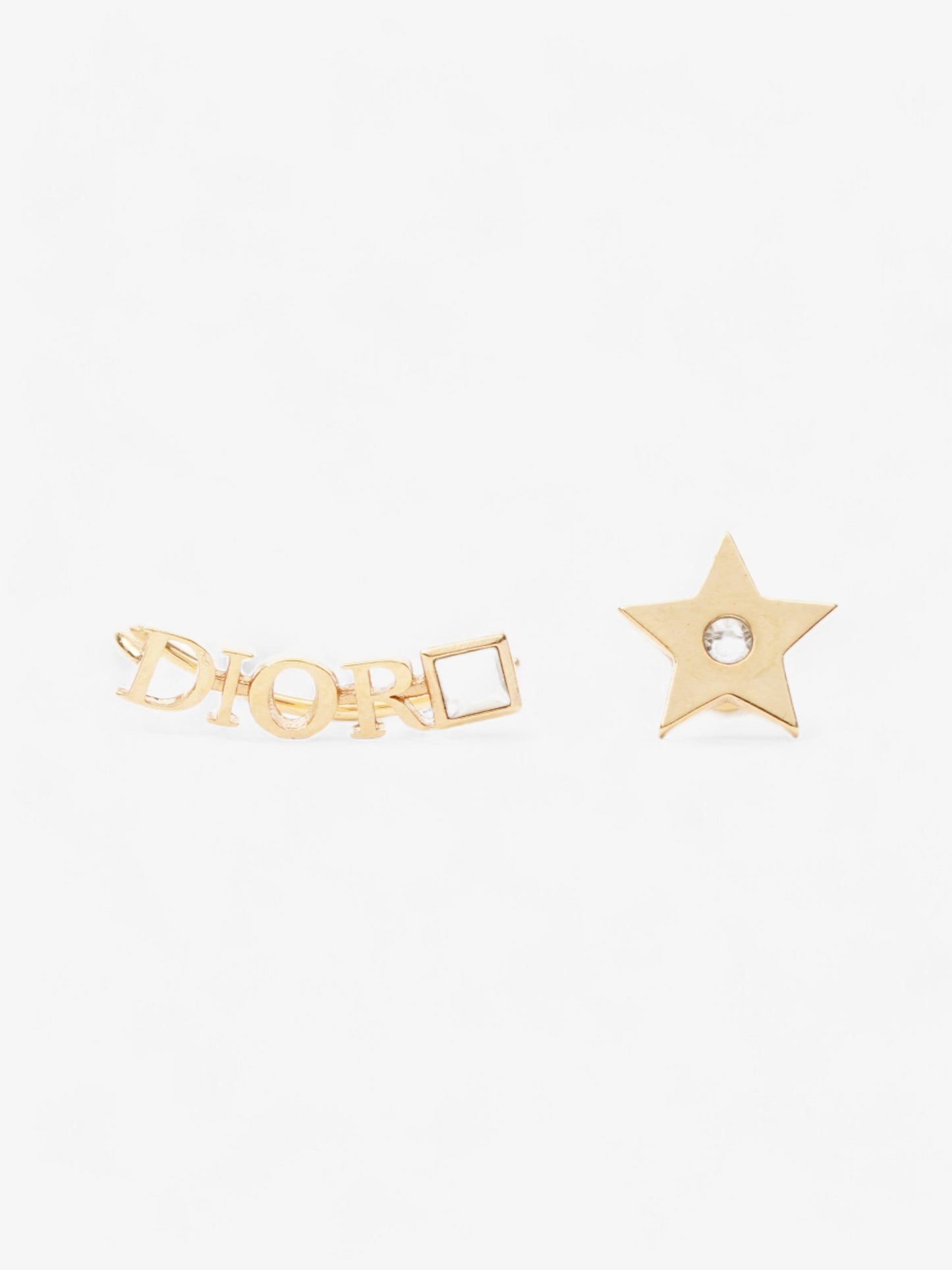 Christian Dior Star Logo Earrings Gold Base Metal