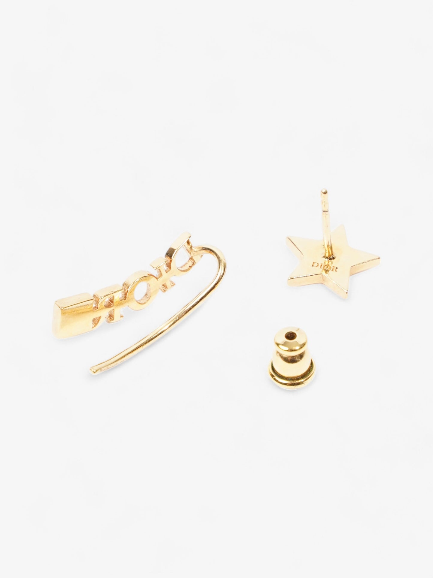 Christian Dior Star Logo Earrings Gold Base Metal