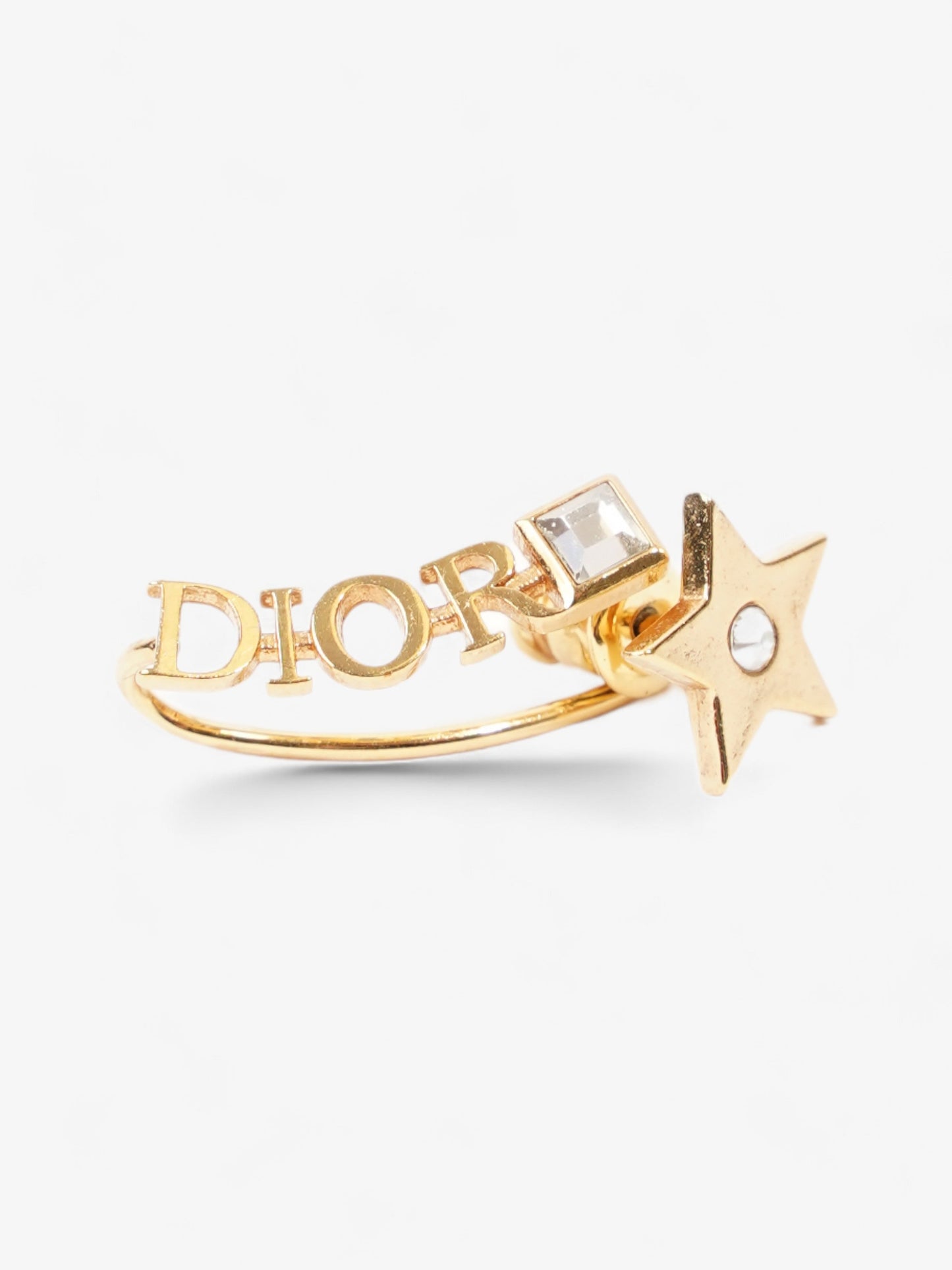 Christian Dior Star Logo Earrings Gold Base Metal